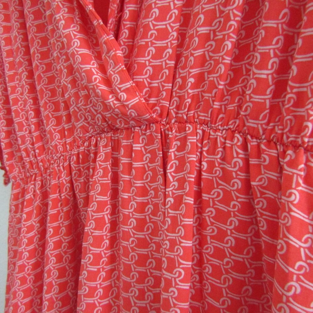 Anthropologie Maeve Printed Shirt Dress Medium Orange Boho Lightweight Feminine - Picture 7 of 14
